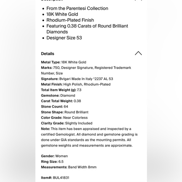 18k Gold Bvlgari Diamond Ring FIRM - Picture 11 of 12